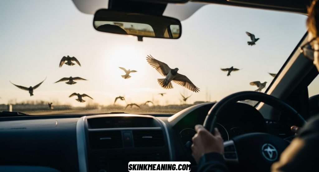 Birds Flying In Front Of Your Car While