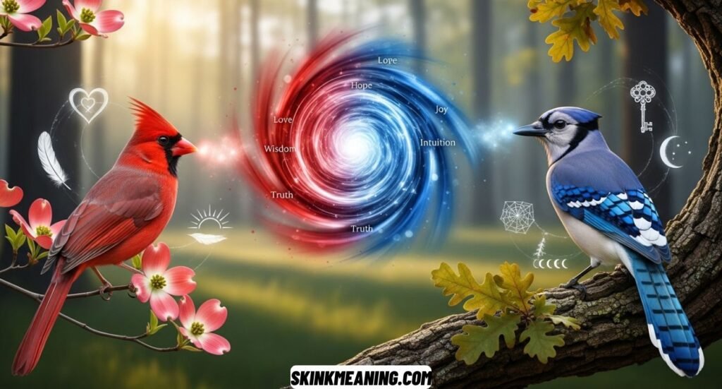 Cardinal And Blue Jay